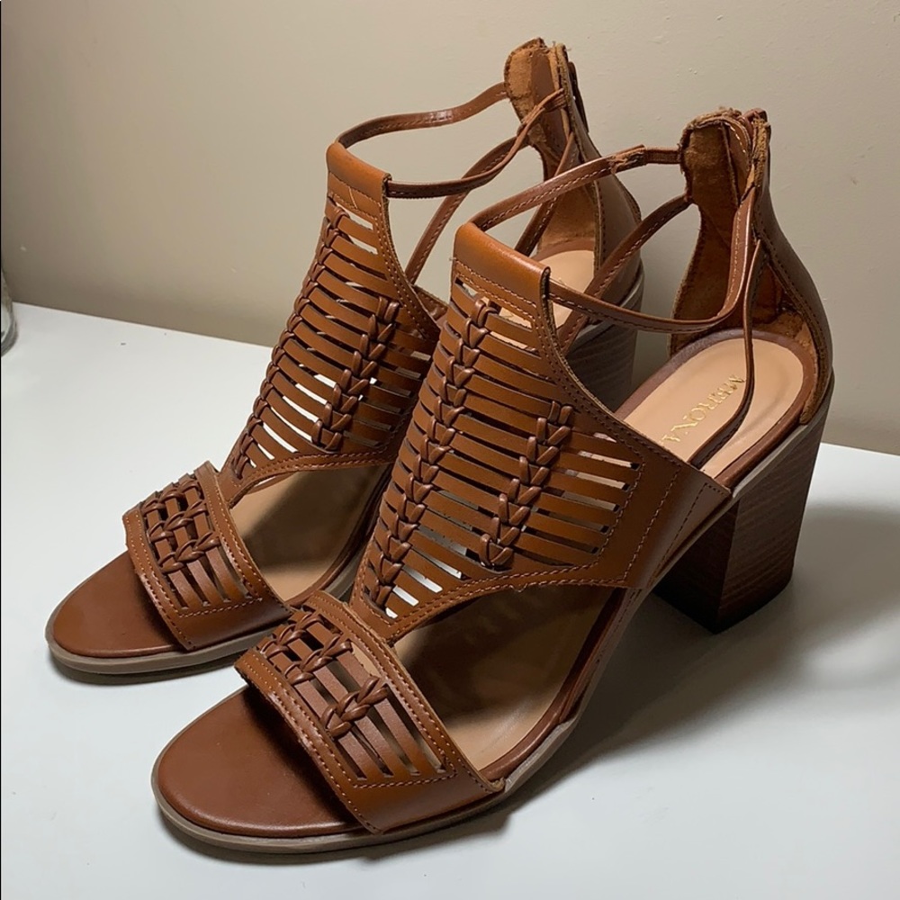 Merona open toed woven block heel